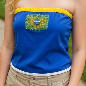 Brazil Tube Top With Sequin Flag